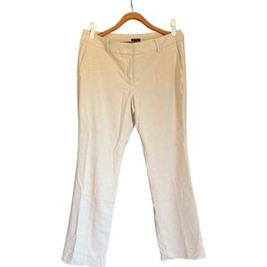 Ann Taylor Factory Womens Size 12 Cream Textured Straight Leg Dress Pants Beige